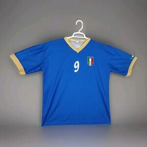 Italy Soccer Jersey XL Extra Large Blue Futbol Futebol Italia Team Luca Toni #9